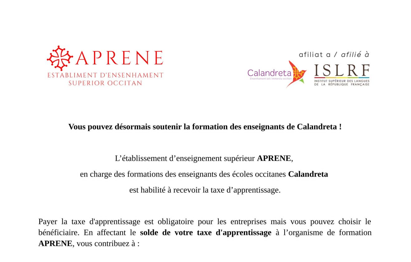 Podètz sosténer la formacion dels regents de Calandreta !