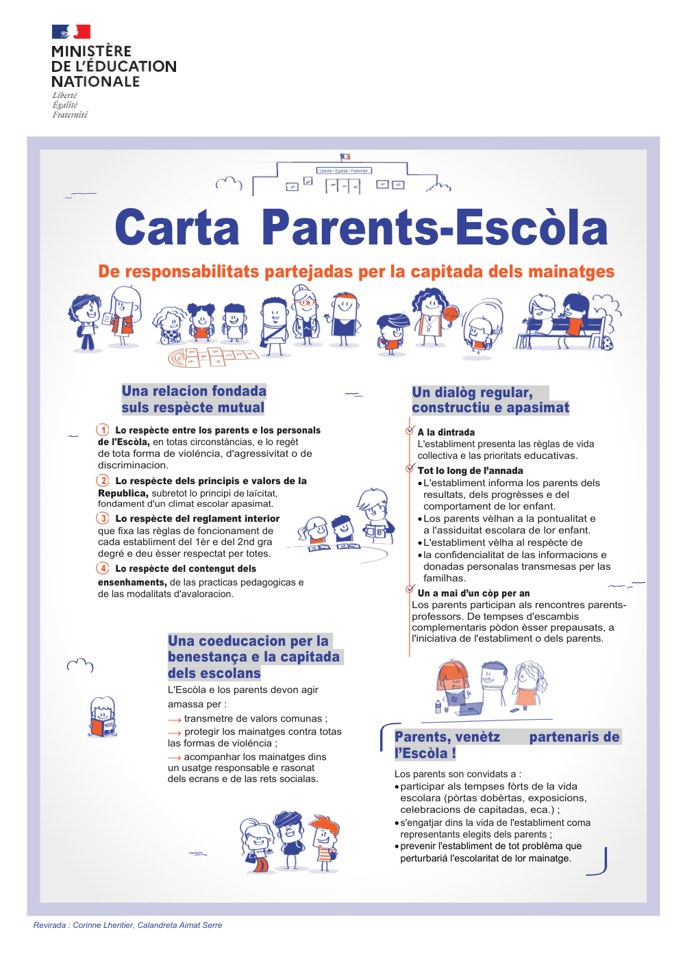 Carta parents-escòla 2026 revirada en occitan per Corinne Lheritier